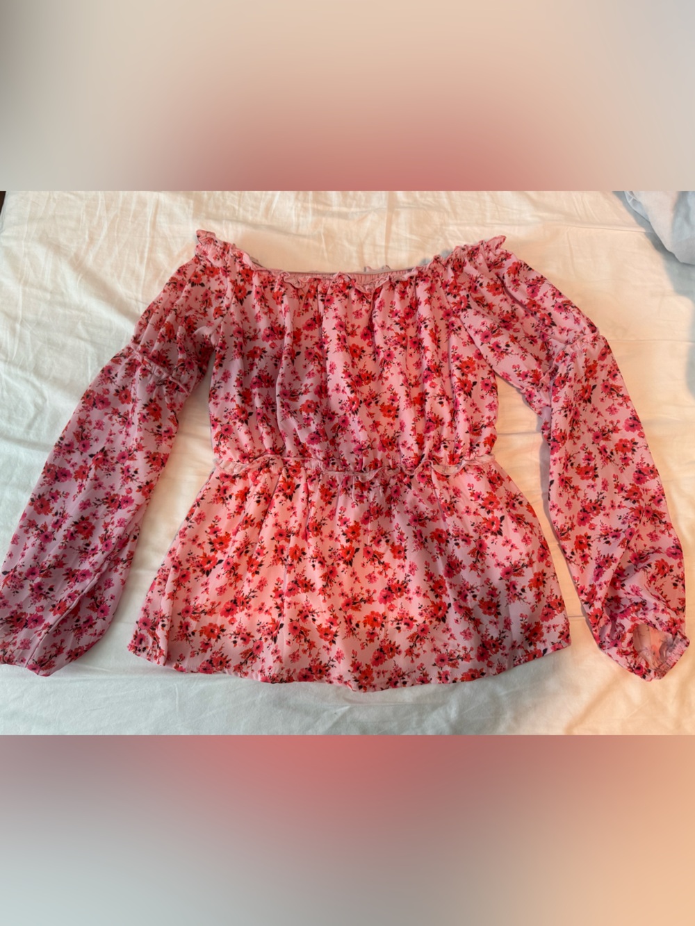 SM Women’s Off-Shoulder Pink Floral Blouse